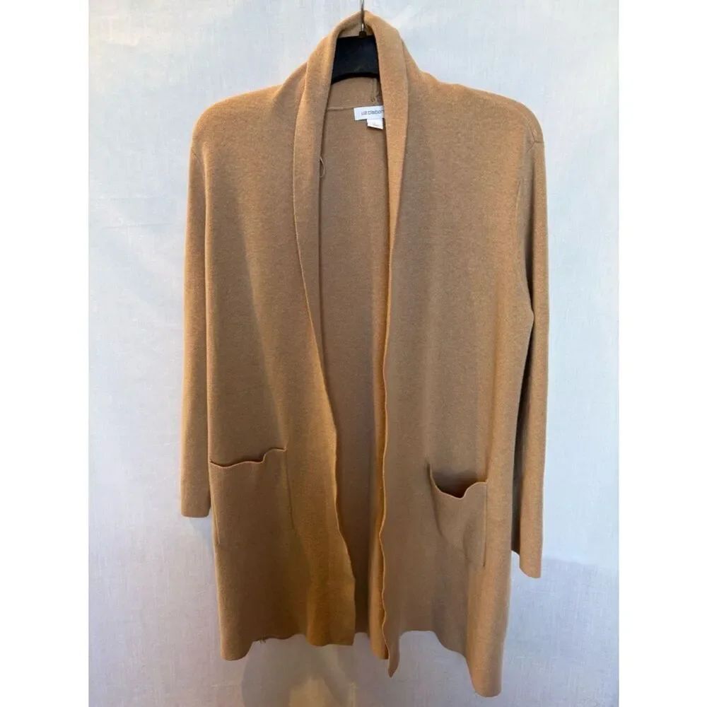 Liz Claiborne Open Front Long Cardigan Sweater - Camel Size Large